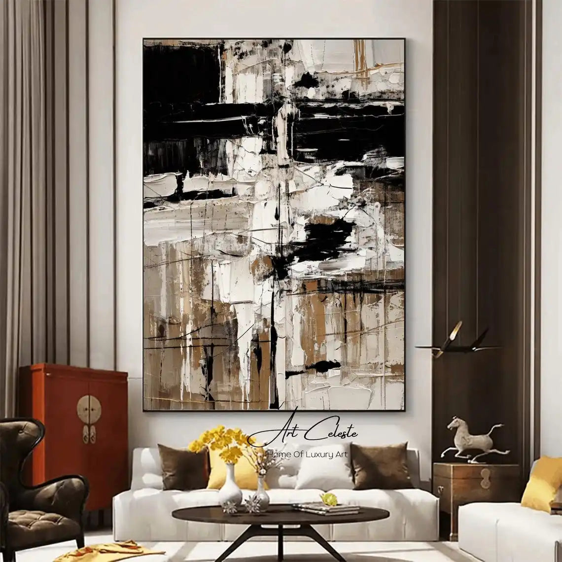 Large Modern White Textured Wall Art Painting Abstract Canvas Wall Orange Painting Handmade painting for Home Bedroom Wall Decor