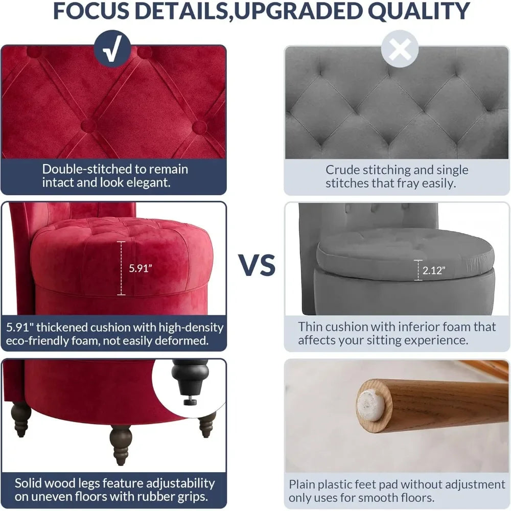 Stylish Throne Accent Chair with Button-Tufted Upholstery and Low Back Design