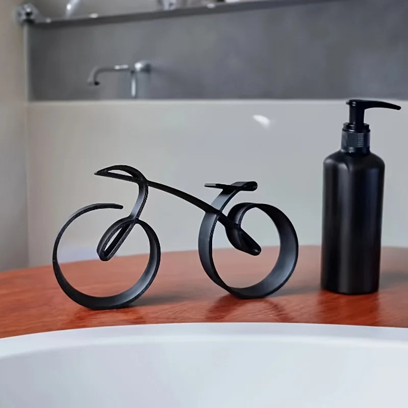 Modern Black Abstract Bicycle Sculpture - Chic Bike Decor Piece for Home & Office, Ideal for Living Room, Bedroom, Study