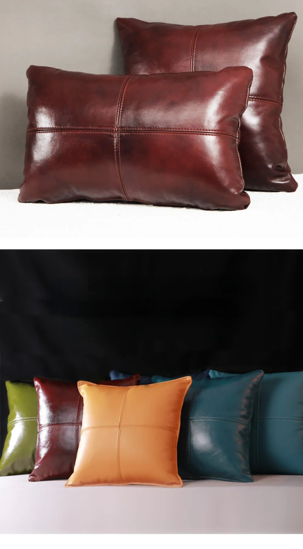 Luxury Solid Dobule-side Cow Skin Embrace Pillow Cover Cow Skin Pillow Case for Livingroom Bedroom Sofa Bay Window Waist Cushion