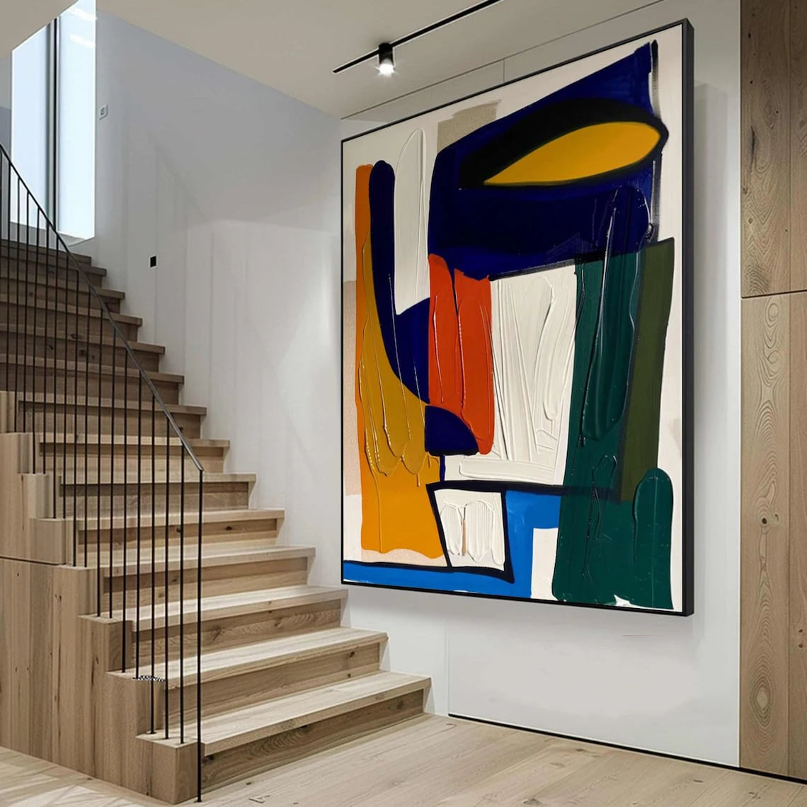 Large Colorful Abstract Canvas Painting - Textured Wall Art