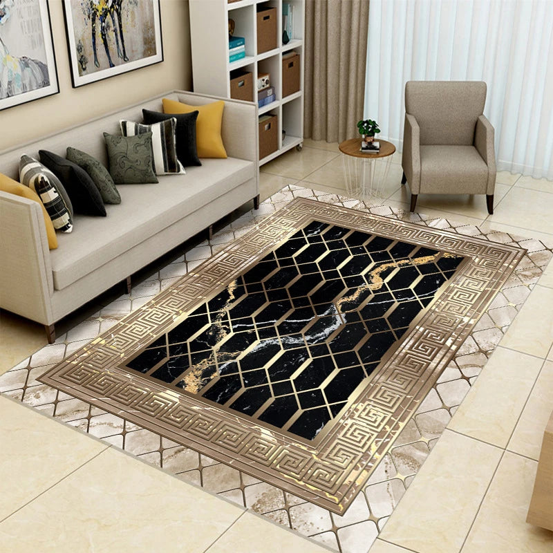 Modern Gold Marble Pattern Washable Area Rug for Luxury Living Room Sofa Decor Bedroom Floor Mat Kitchen NonSlip Rug Christmas