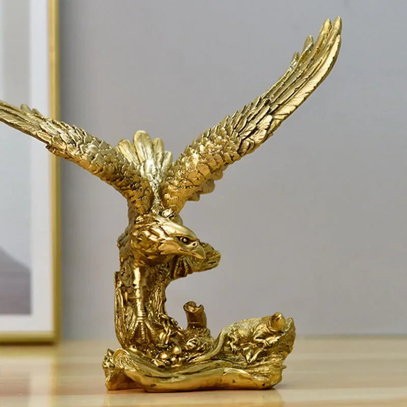Golden Eagle Statue - Resin Sculpture | Modern Home Office Decor
