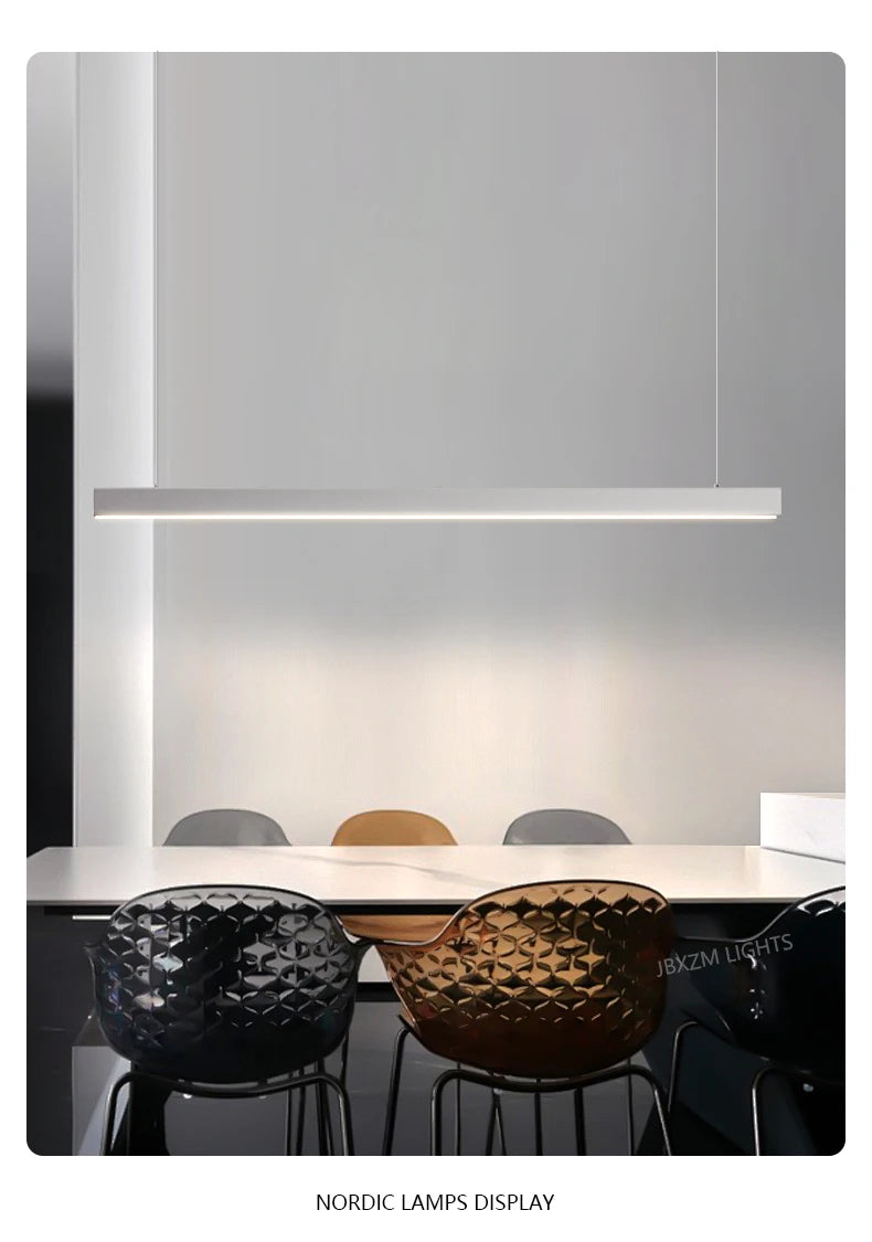 LED Linear Chandelier: Modern Minimalist Pendant Light for Dining Room & Kitchen Island