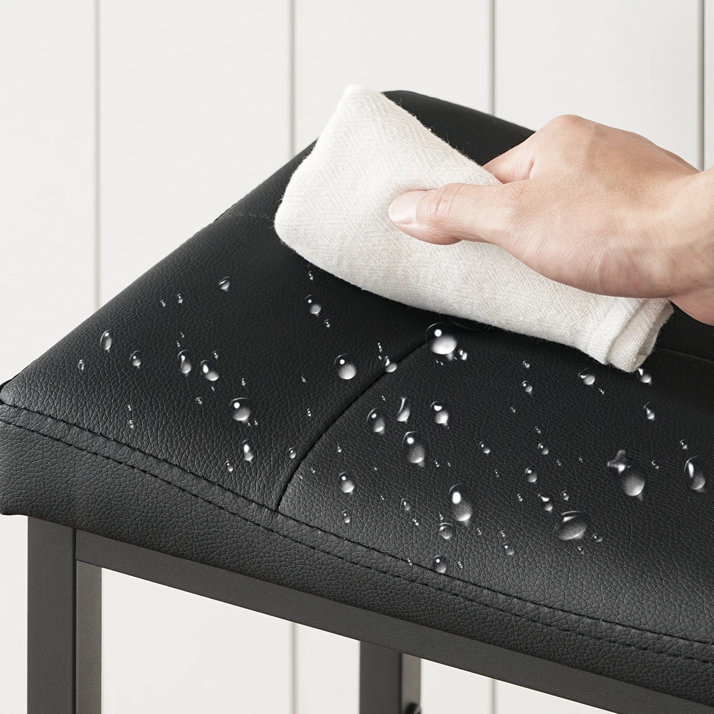 HOOBRO Bar Stools 25.4" Saddle Stools with PU Upholstery Counter Height Stools with Footrest Kitchen Breakfast Chairs for Cafe