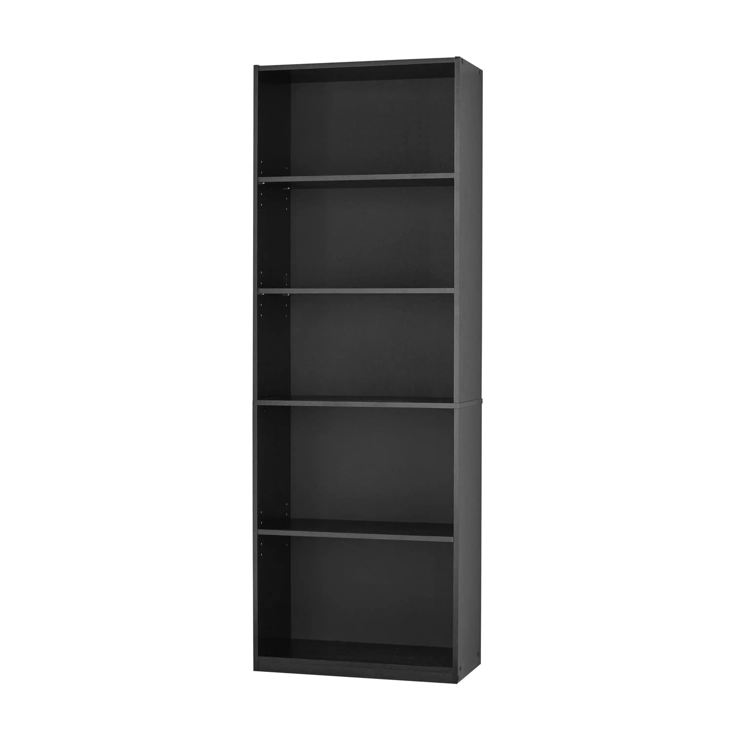 5-Shelf Bookcase with Adjustable Shelves, True Black Oak