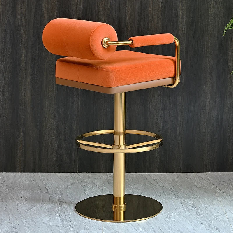 Modern Luxury Bar Stools with Backrest and Gold Base Counter Swivel Bar Stool Custmized Color