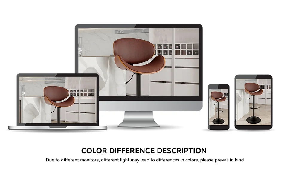 Rotating Bar Stool 2-Piece Set with Backrest and Footstool, Pu Leather Cushion Counter Height Bar Chair for Bar Kitchen and Restaurant