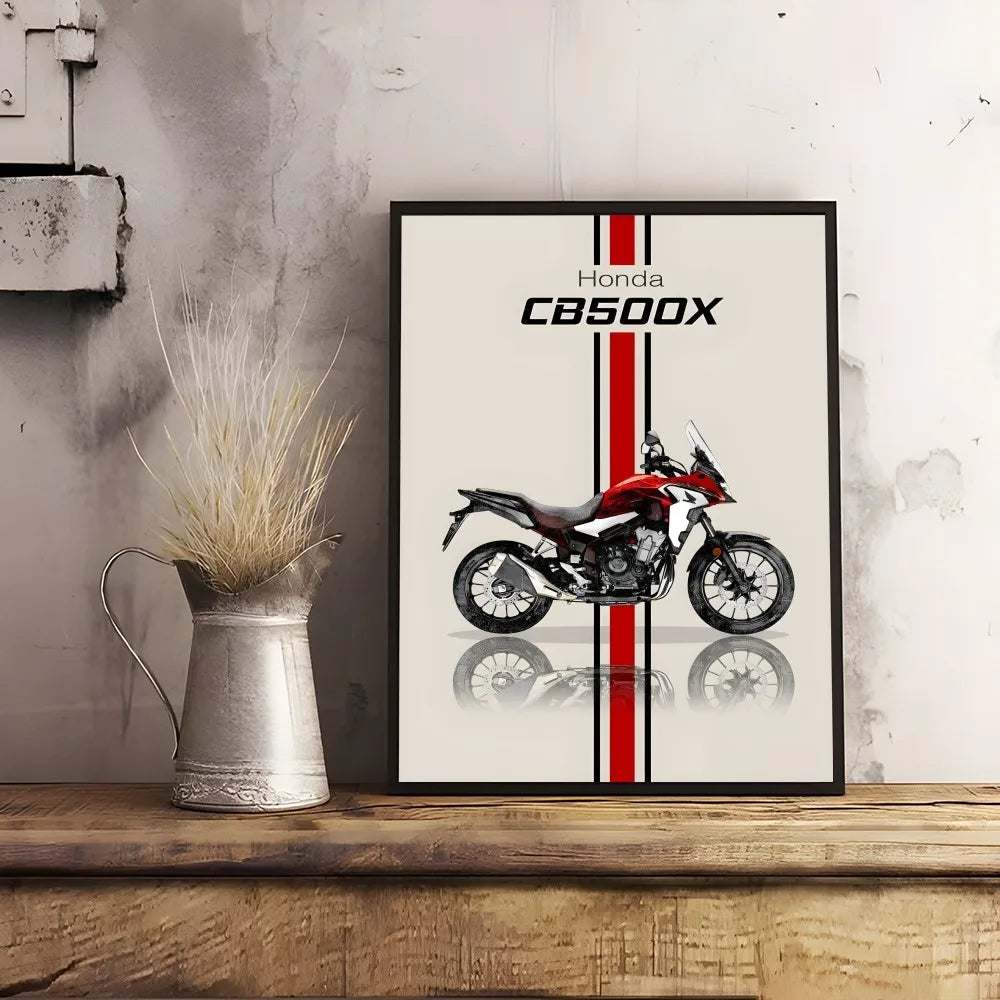 Bold H-HonDAS Motorcycle Poster Canvas Wall Art - Waterproof Print