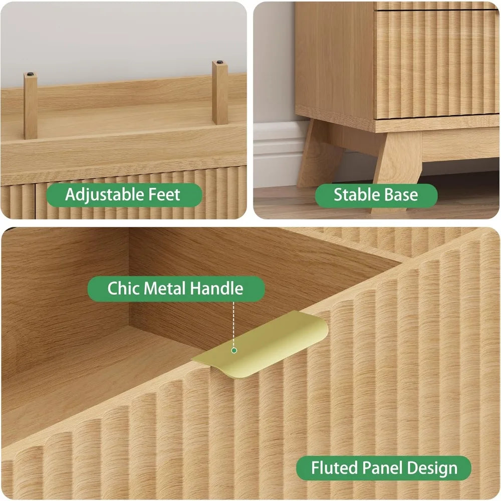 Fluted 9 Drawer Dresser for Bedroom