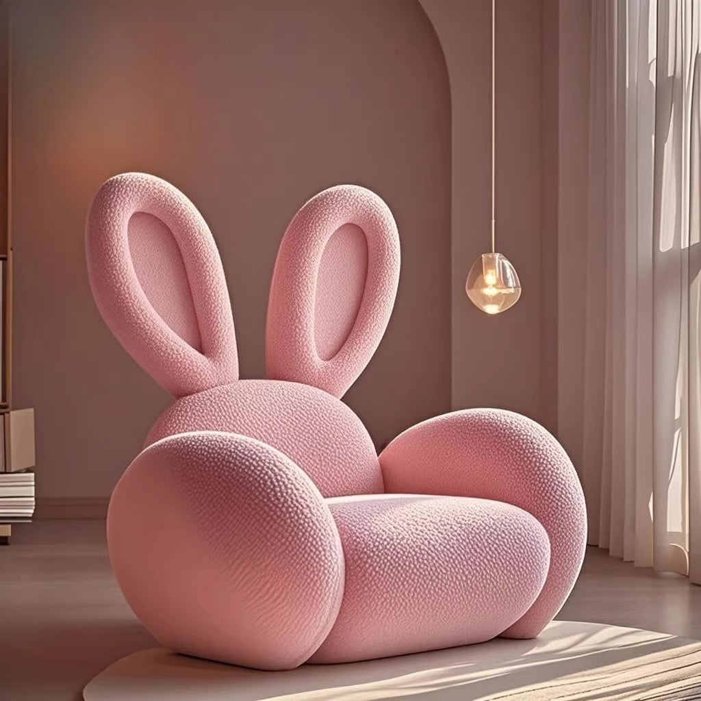 Cream Wind Creative Rabbit Fabric Sofas Living Room Single Sofa Furniture Couch Armchair White Pink Grey 1 Person Sofa luxury