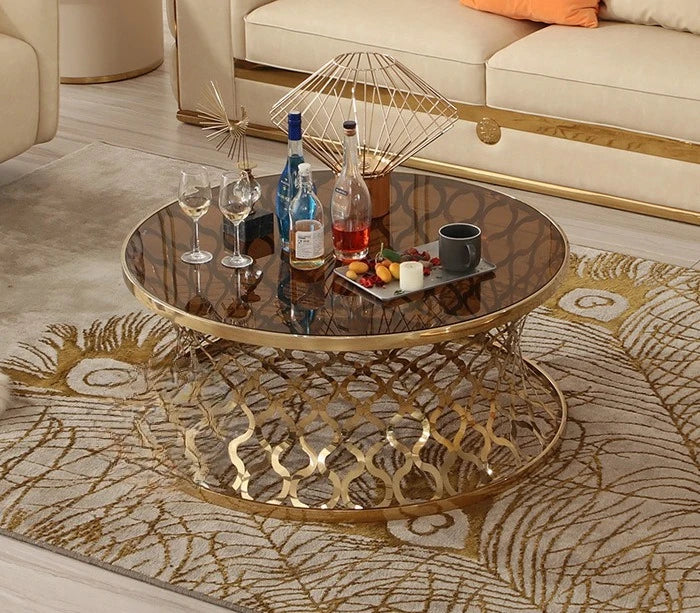 creative corner few gold stainless steel round few mirror edge few sofa side table side cabinet casual small coffee table