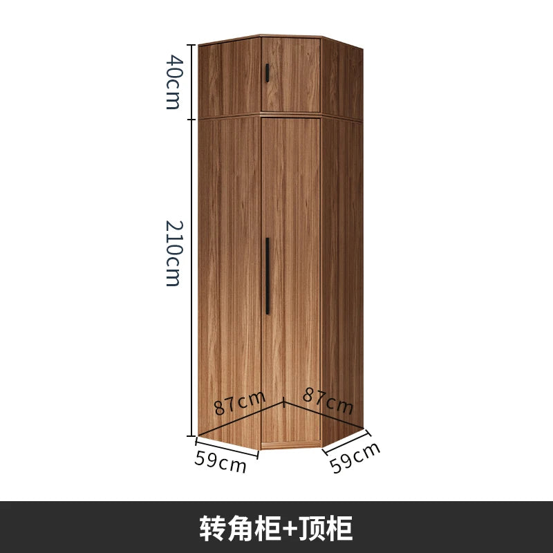 Nordic Wardrobe Bedroom Simple Glass Sliding Door Walnut Color Cabinet Sliding Door Wardrobe