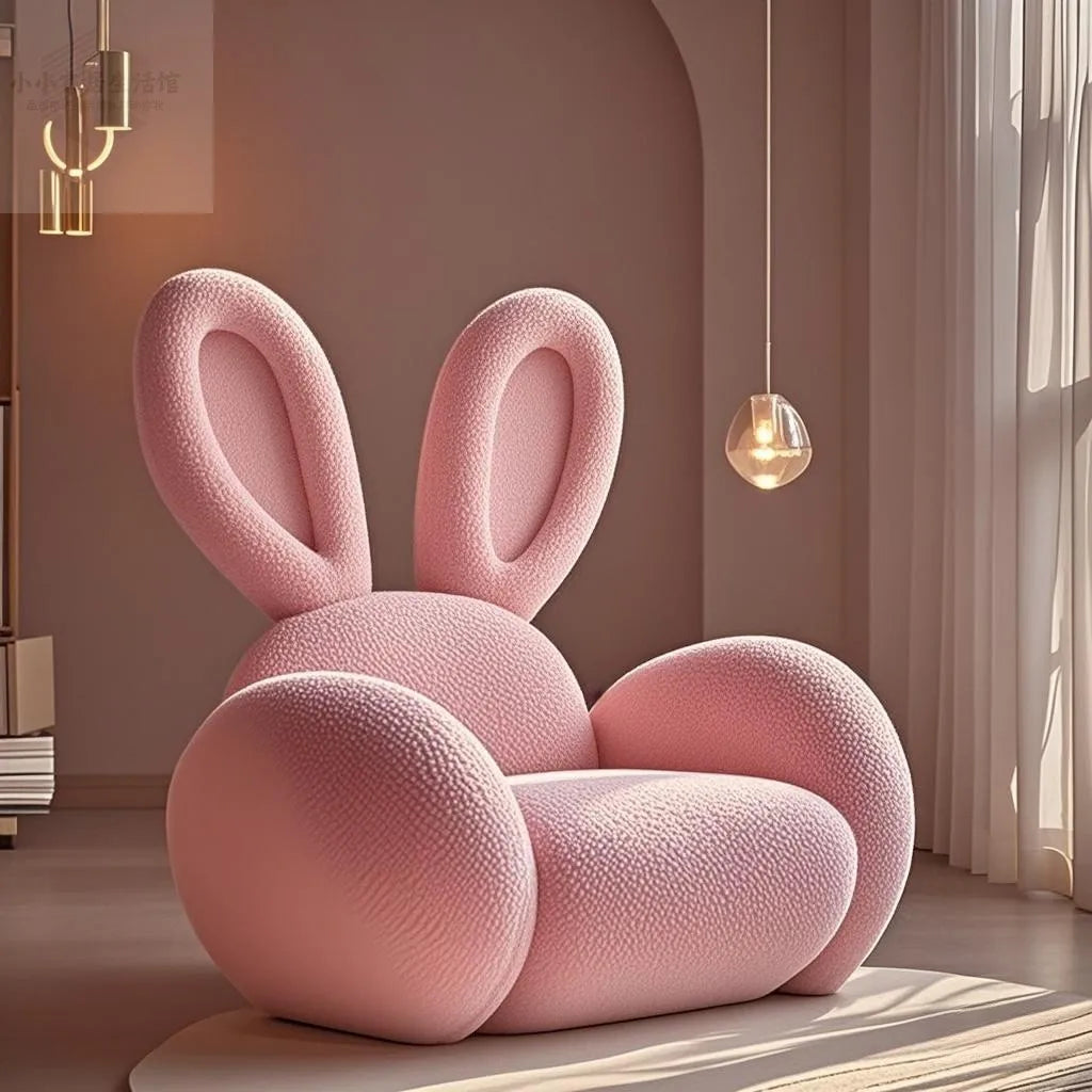 Cream Wind Creative Rabbit Fabric Sofas Living Room Single Sofa Furniture Couch Armchair White Pink Grey 1 Person Sofa luxury
