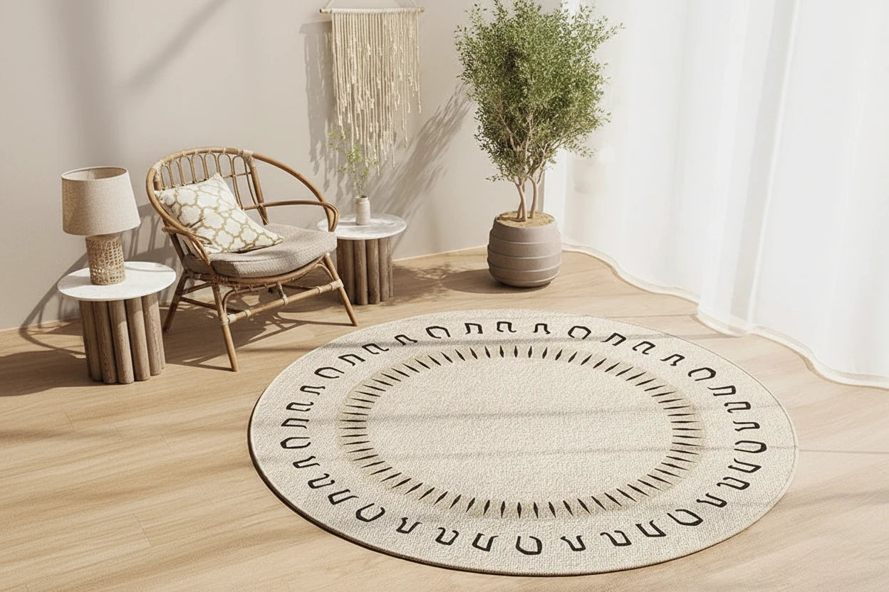 Round Faux Wool Area Rug - Multiple Designs - 60cm or 80cm