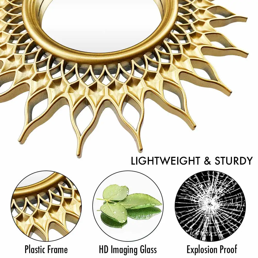 Sunburst Wall Mirror - Round Decorative Gold or Silver - Boho Decor