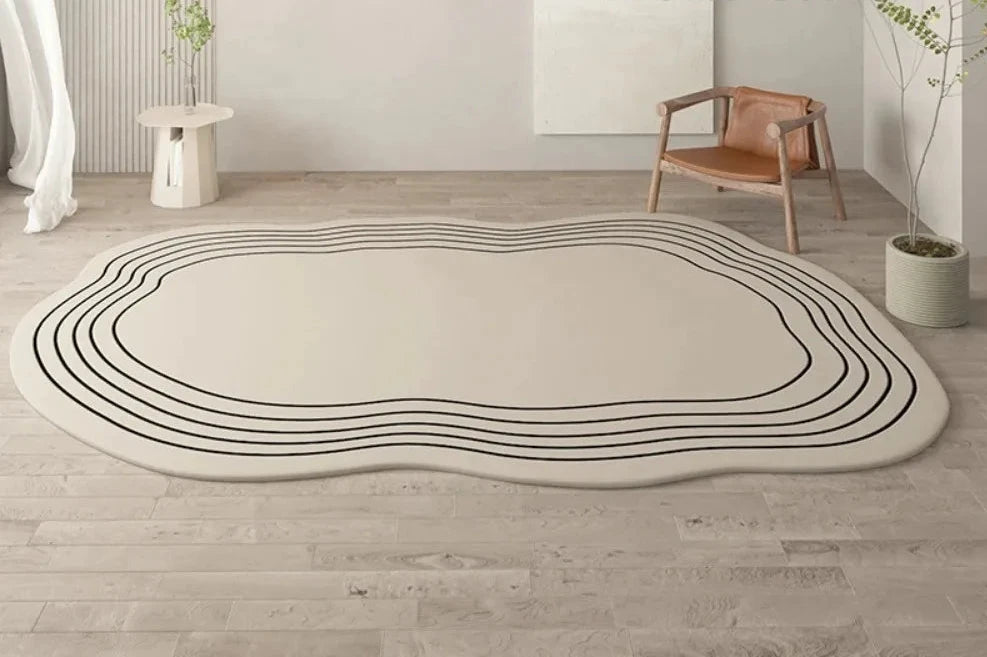 Minimalist Linear Rug - Modern Abstract Irregular Carpet