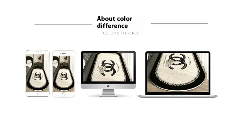 Designer-Inspired Oval Bedroom Rug - Luxury Logo Design with Lace Border