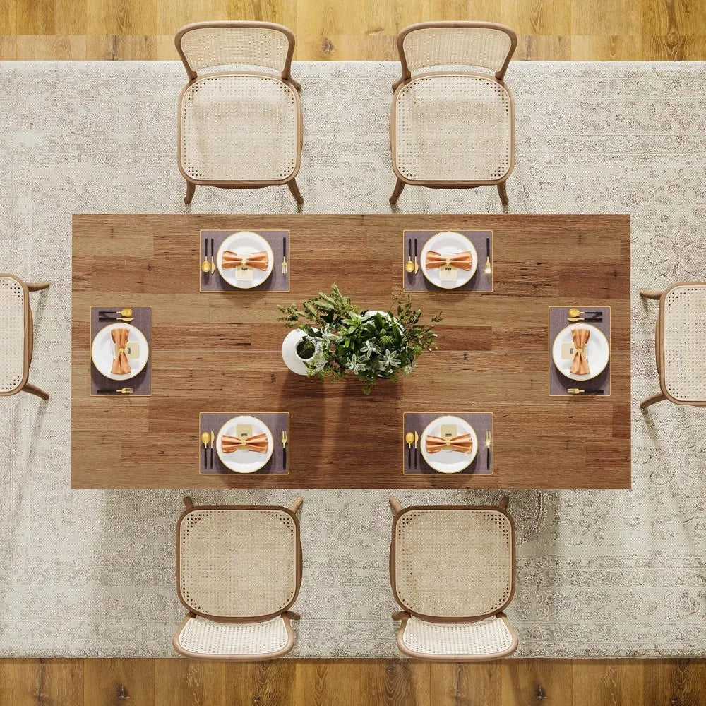 Tribesigns Farmhouse Dining Table for 4 to 6 People, 63-inch Rectangle Wooden Kitchen Table with Large Tabletop and Heavy Duty