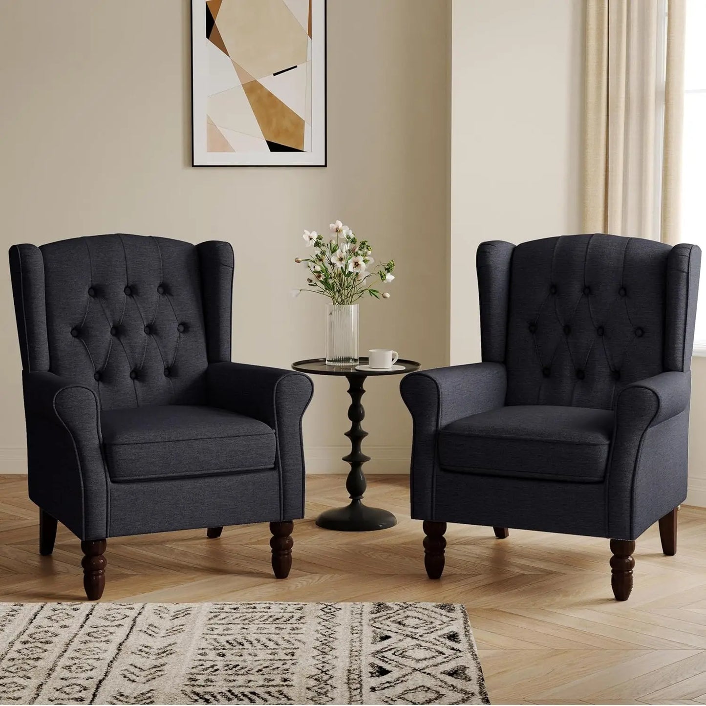 Wingback Accent Chair Set of 2 with High Back
