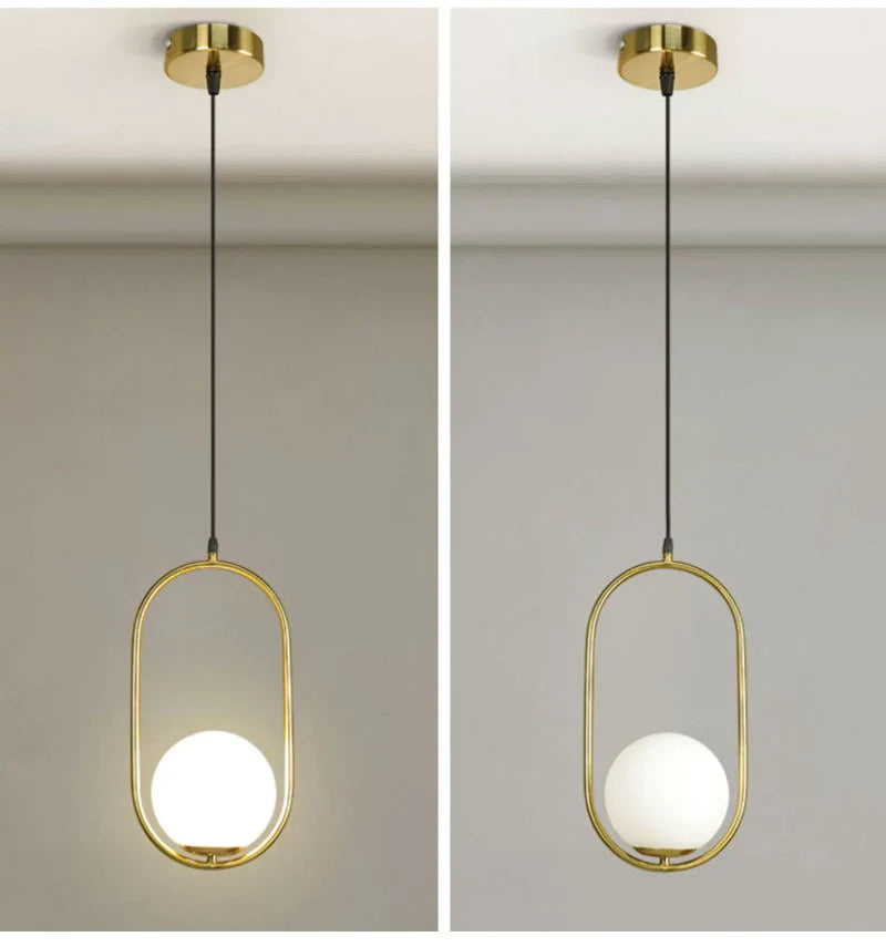 Nordic Glass Ball Pendant Lights Brass Black Hanging Lamp Modern Living Room Dining Bedroom Decor Ceiling Lighting Fixture House