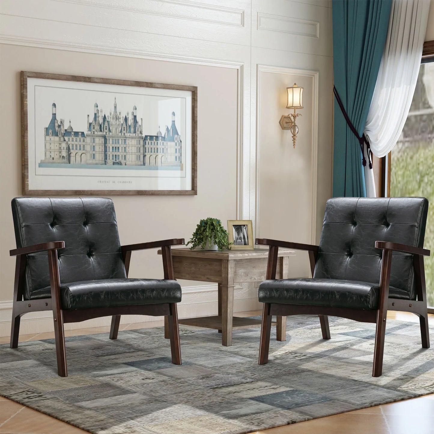 EBELLO PU Leather Reading Armchair Corner Chairs Accent Chair for Living Room Bedroom