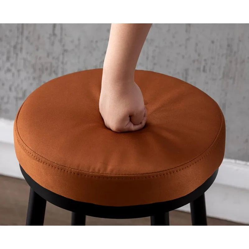 26 Inch Bar Stools Set of 2 Modern Metal Bar Stools with Golded Footrest Velvet Seat for Kitchen Island&Bar, Brown