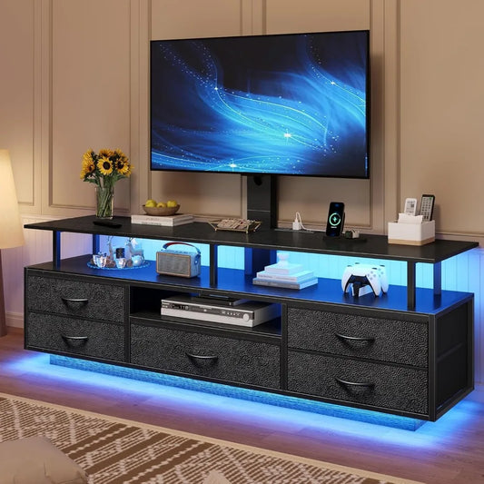 TV Stand with Mount for 32/55/65/70 inch TVs, LED TV Stand with Power Outlets & Storage, Entertainment Center with Storage