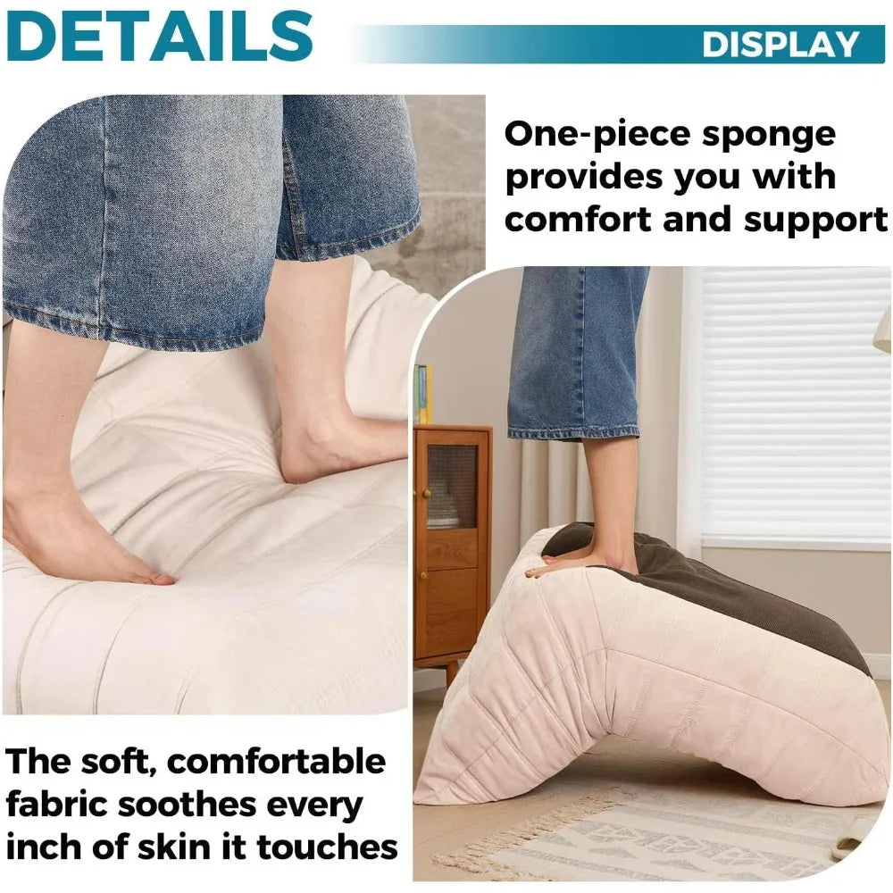 Channel-Quilted Bean Bag Floor Sofa - Memory Foam Lazy Couch - Multiple Colours