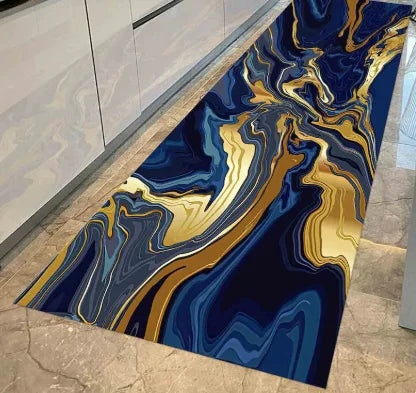 Marble Runner Rug Luxury Black Gold Runner Rug Modern Geometric Hallway Rug Elegant Entryway Rug Corridor Rug Floor Rugs