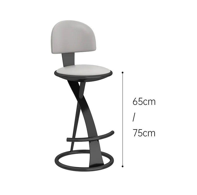 Adjustable Height Bar Stool with Backrest - Faux Leather Counter Stool with Footrest and X-Base Metal Frame