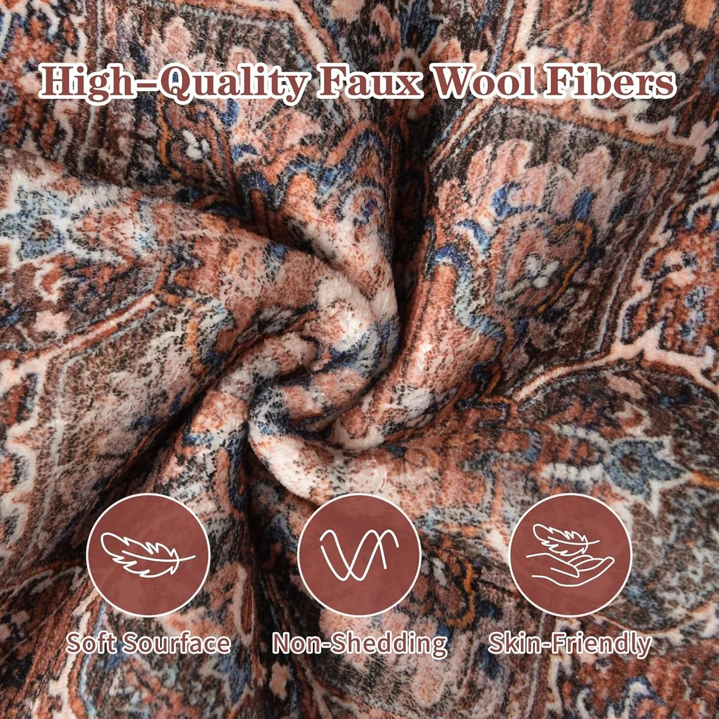 Vintage Persian Rug - Faux Cashmere Area Carpet