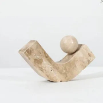 Geometric Arc Stone Ornament - Modern Sculpture | Desk Decor