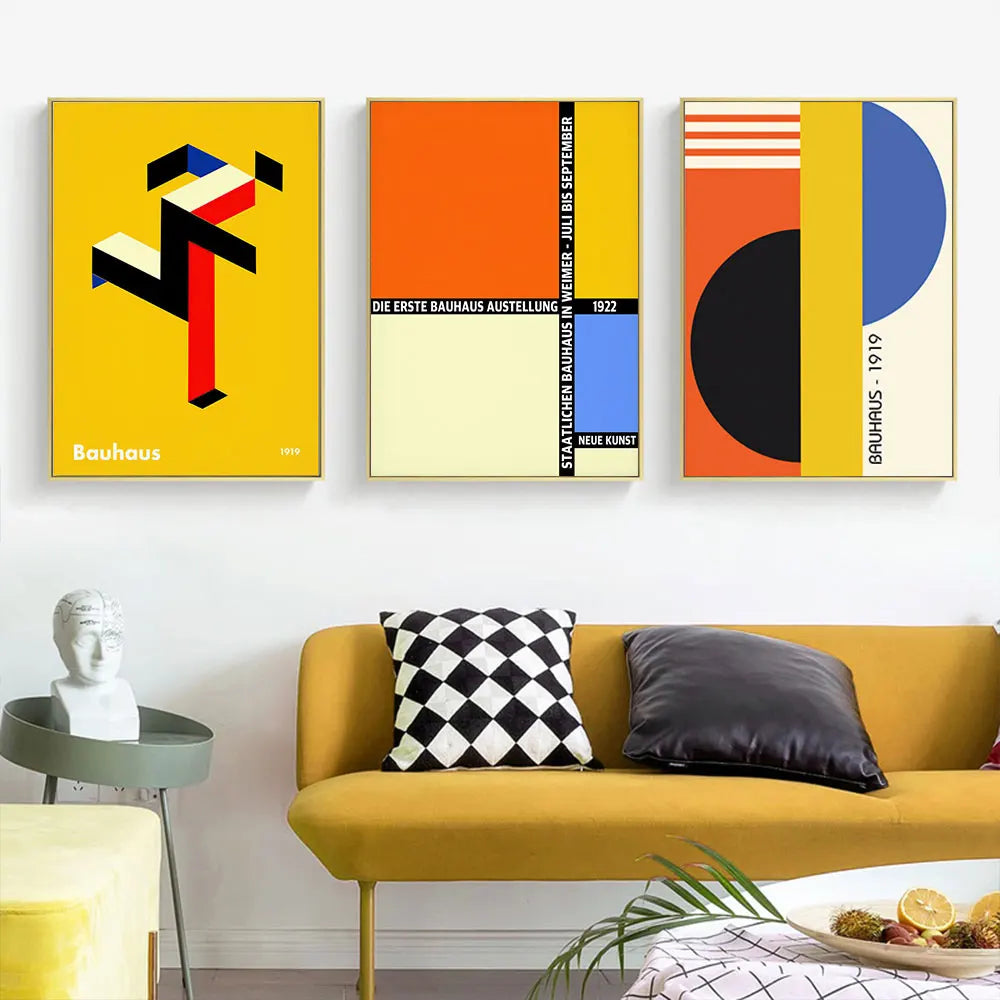 Bauhaus Geometry ,Mondrian Gallery Wall Pop Art ,Canvas Painting - Nordic Posters And Prints Wall Pictures For Living Room Decor