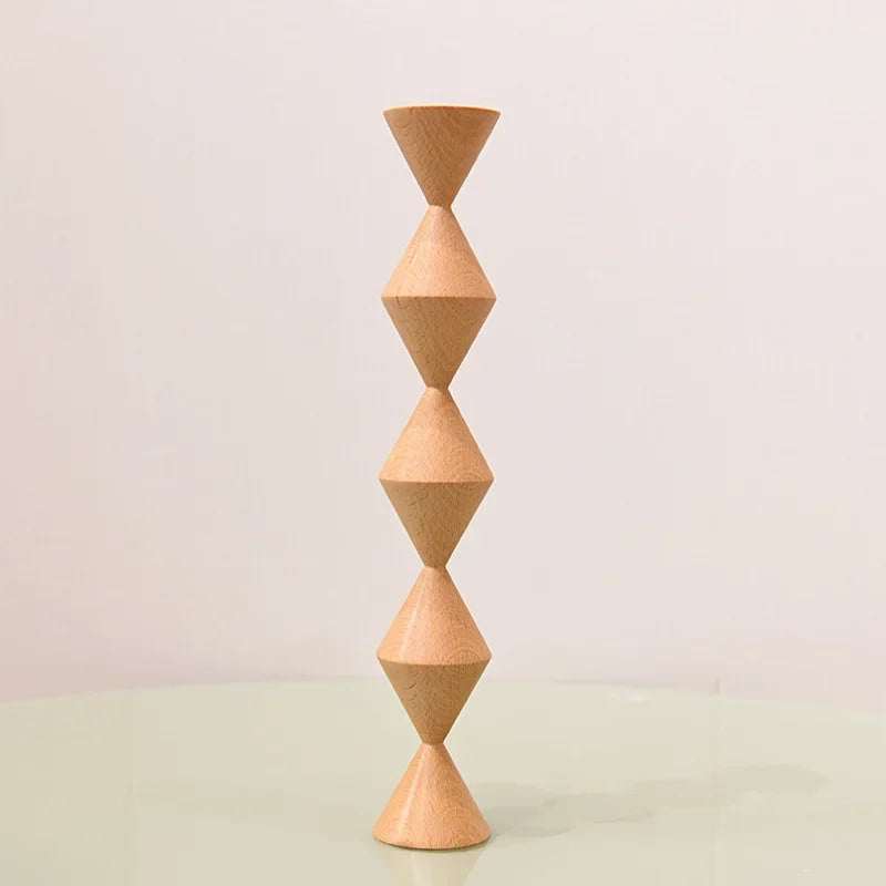 Solid Wooden Travel Menorah - Handcrafted Jewish Candle Holder for Shabbat, Wedding Decor & Ritual Candlesticks (1-Piece Set)