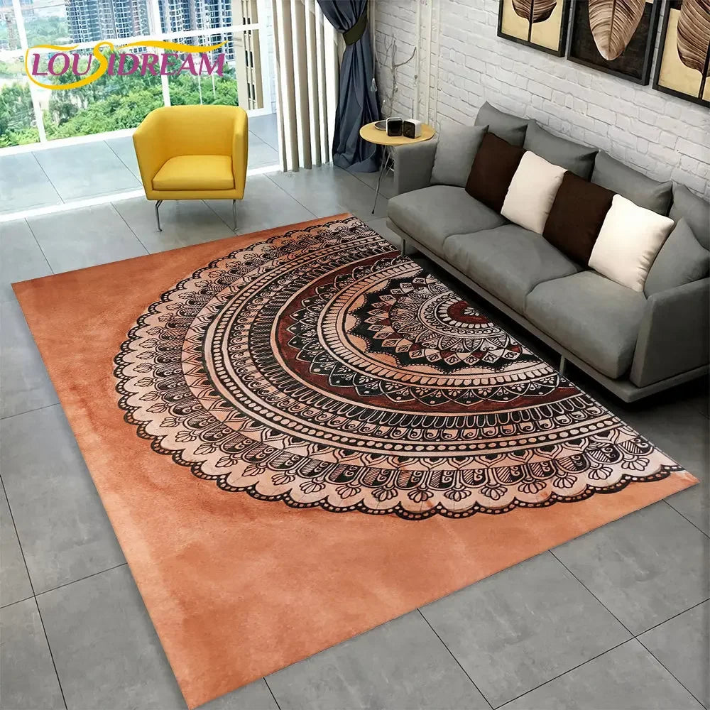 Bohemian Mandala Geometric Area Rug,Carpet Rug for Home, Living Room,Bedroom,Sofa,Doormat,Kitchen ,Kids Room-Non-slip Floor Mats