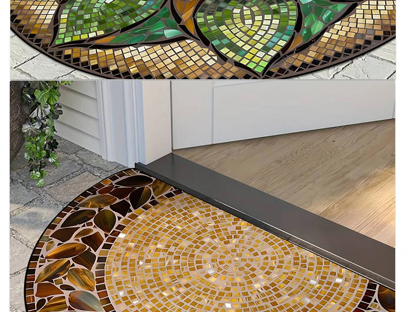 Semicircular Entrance Mat - Marble Texture Anti-Slip Door Rug