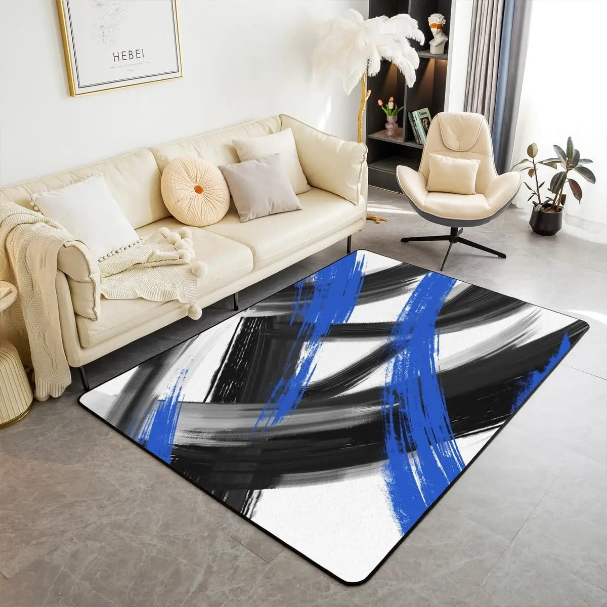 Modern Abstract Brushstroke Rug - Contemporary Art Carpet