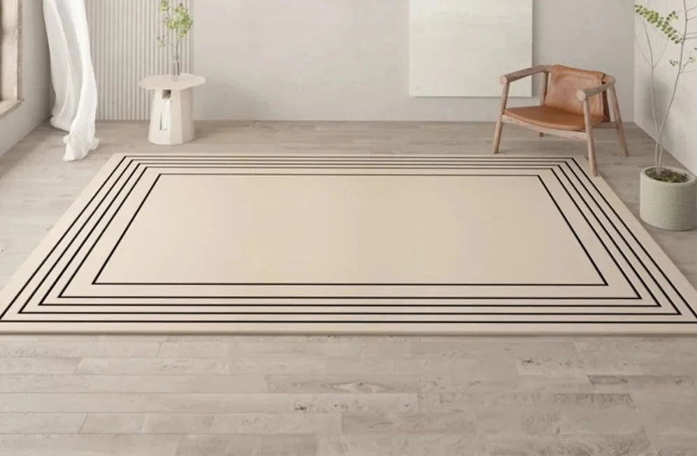 Minimalist Linear Rug - Modern Abstract Irregular Carpet