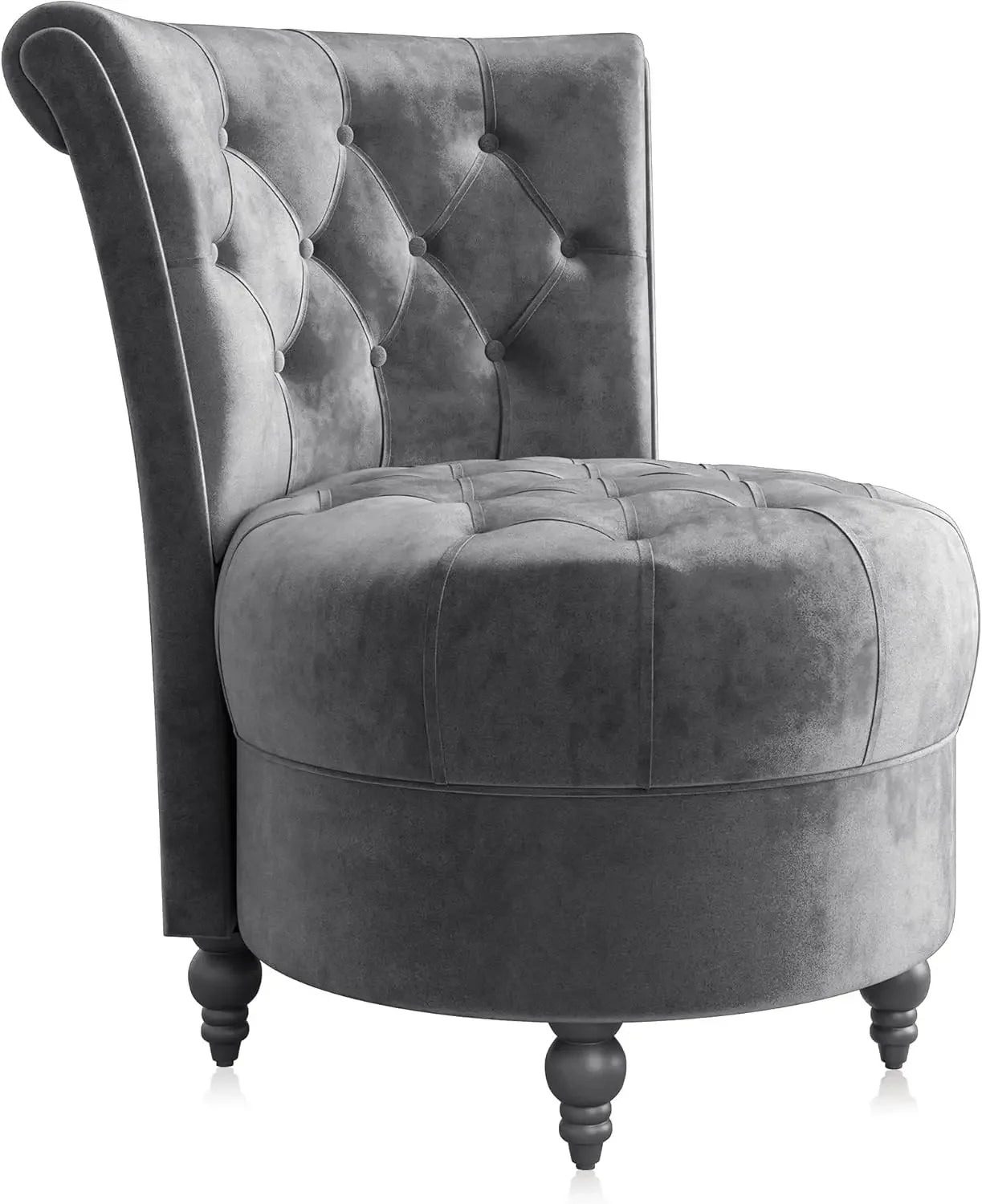 Stylish Throne Accent Chair with Button-Tufted Upholstery and Low Back Design