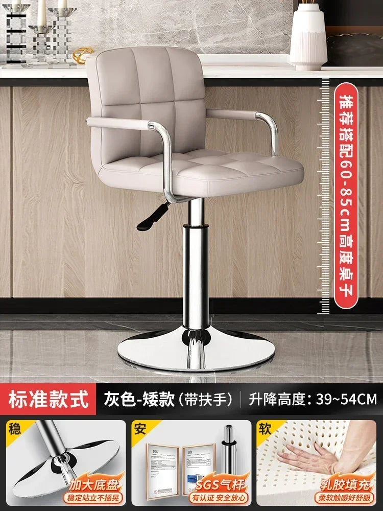 Upholstered Bar Stools 24-Inch Counter Height Stools Modern Kitchen Chairs with Metal Base PU Leather Stools