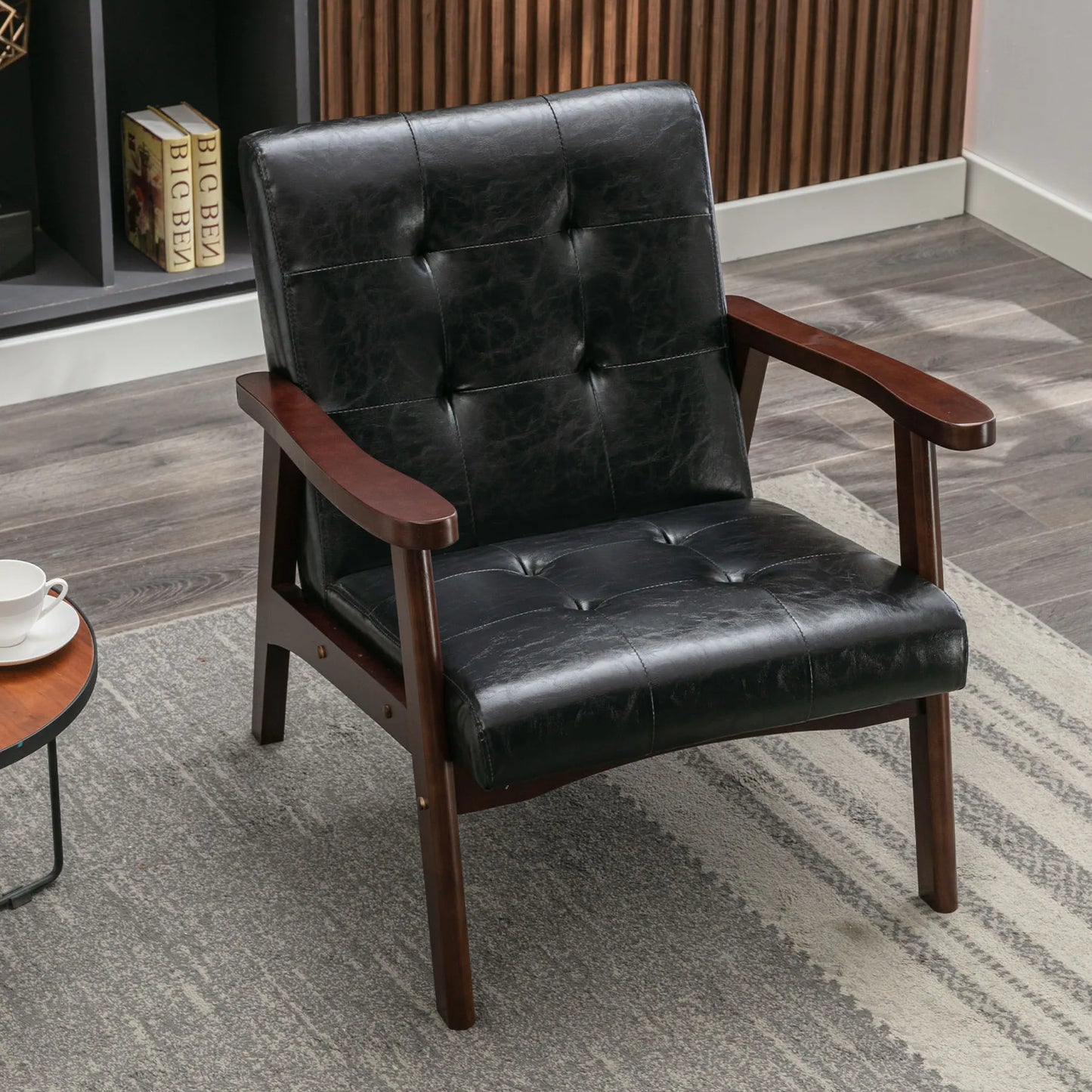 EBELLO PU Leather Reading Armchair Corner Chairs Accent Chair for Living Room Bedroom