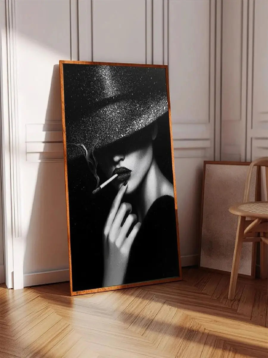 Paris Fashion Wall Art ,Eiffel Tower Poster Black White Chic Canvas Painting Print for Living Room Home Decor