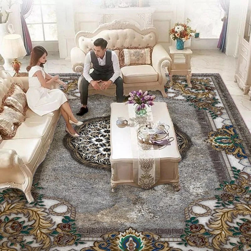 Traditional Floral Medallion Rug – Ornate Persian-Style Carpet for Living Room