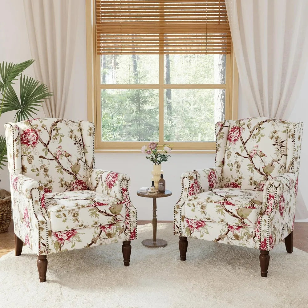 Wingback Accent Chair Set of 2 with High Back