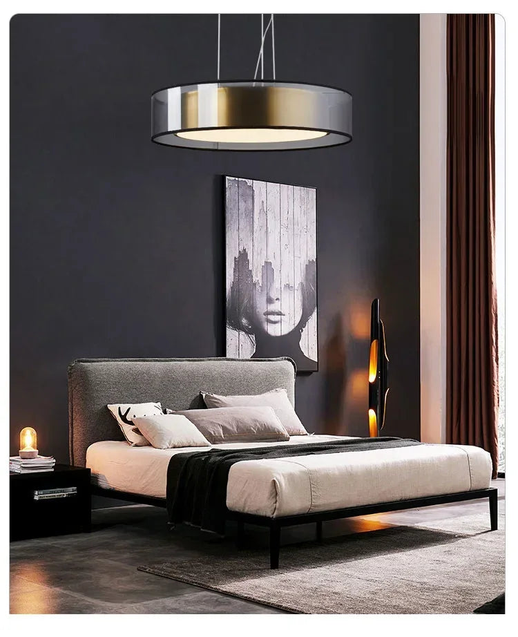 Pendant Light: Modern Circular Ring LED in Gold & White for Dining & Living Room