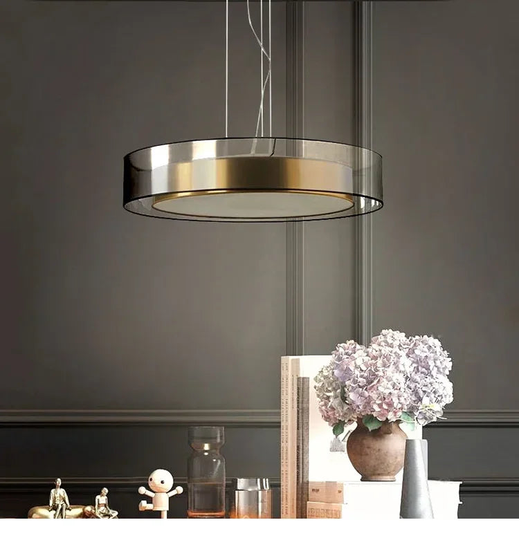 Pendant Light: Modern Circular Ring LED in Gold & White for Dining & Living Room