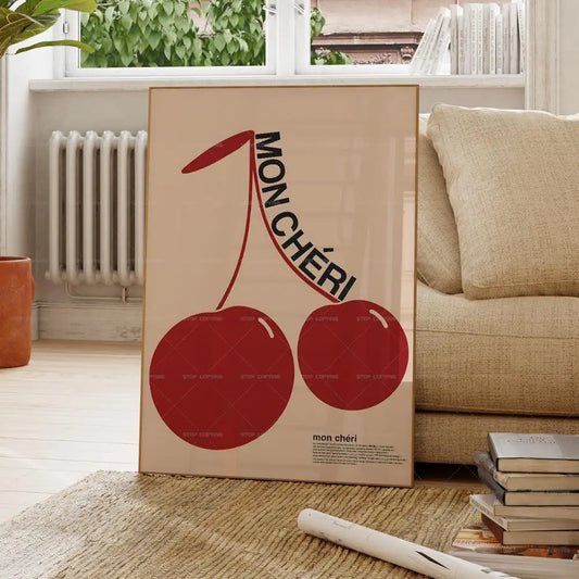 Retro Mon Cheri Canvas Wall Art Painting Poster for Living Bedroom ,Hallway etc