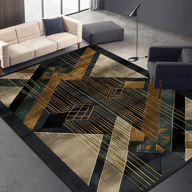 Nordic Abstract Geometric Rug – Washable Living Room Carpet