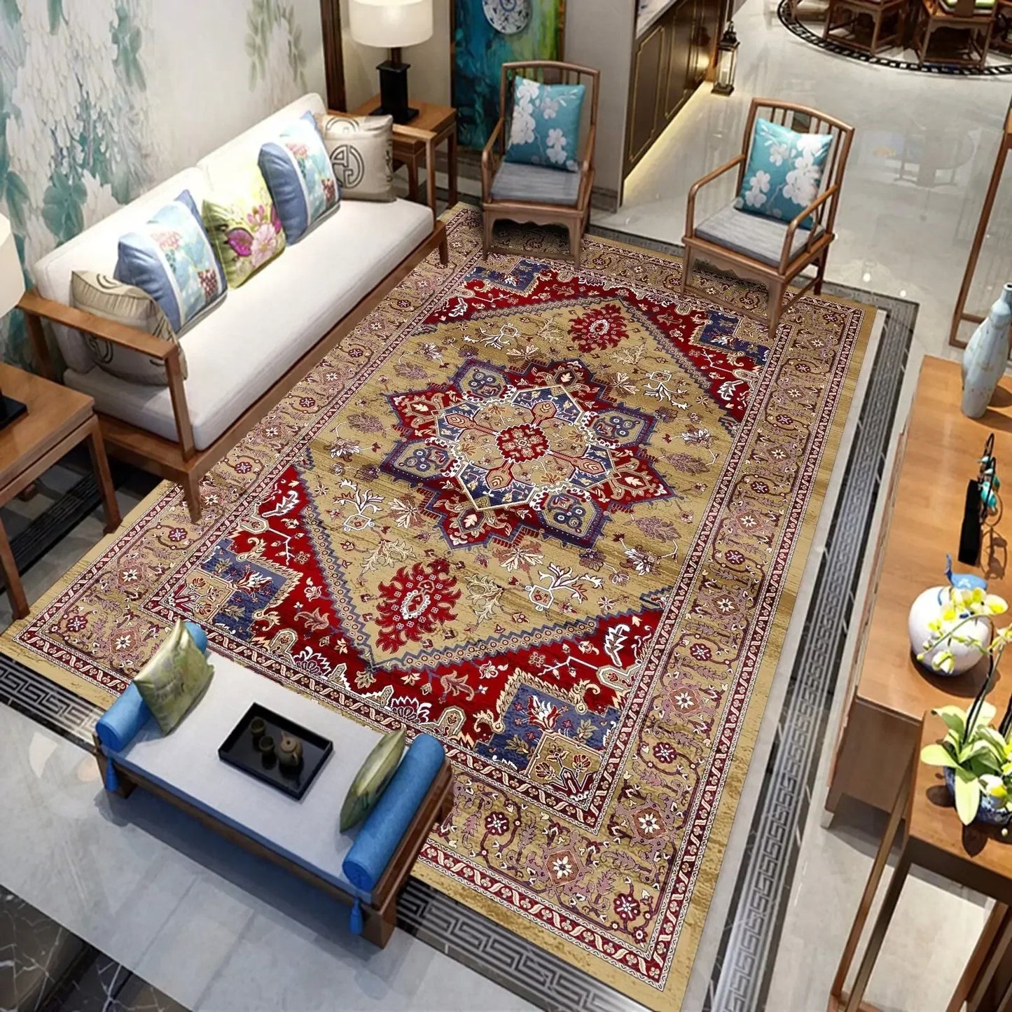 Persian Luxury Rug - Traditional Medallion Area Carpet